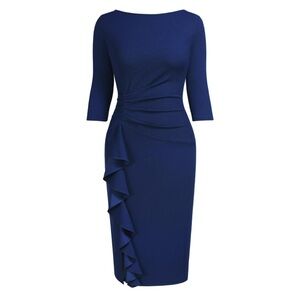 Like New! 3/4 Sleeve Ruched Elegant Business Pencil Sheath Dress